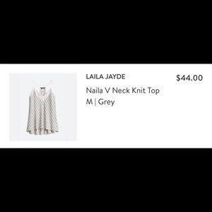 Grey & white striped v neck tank top